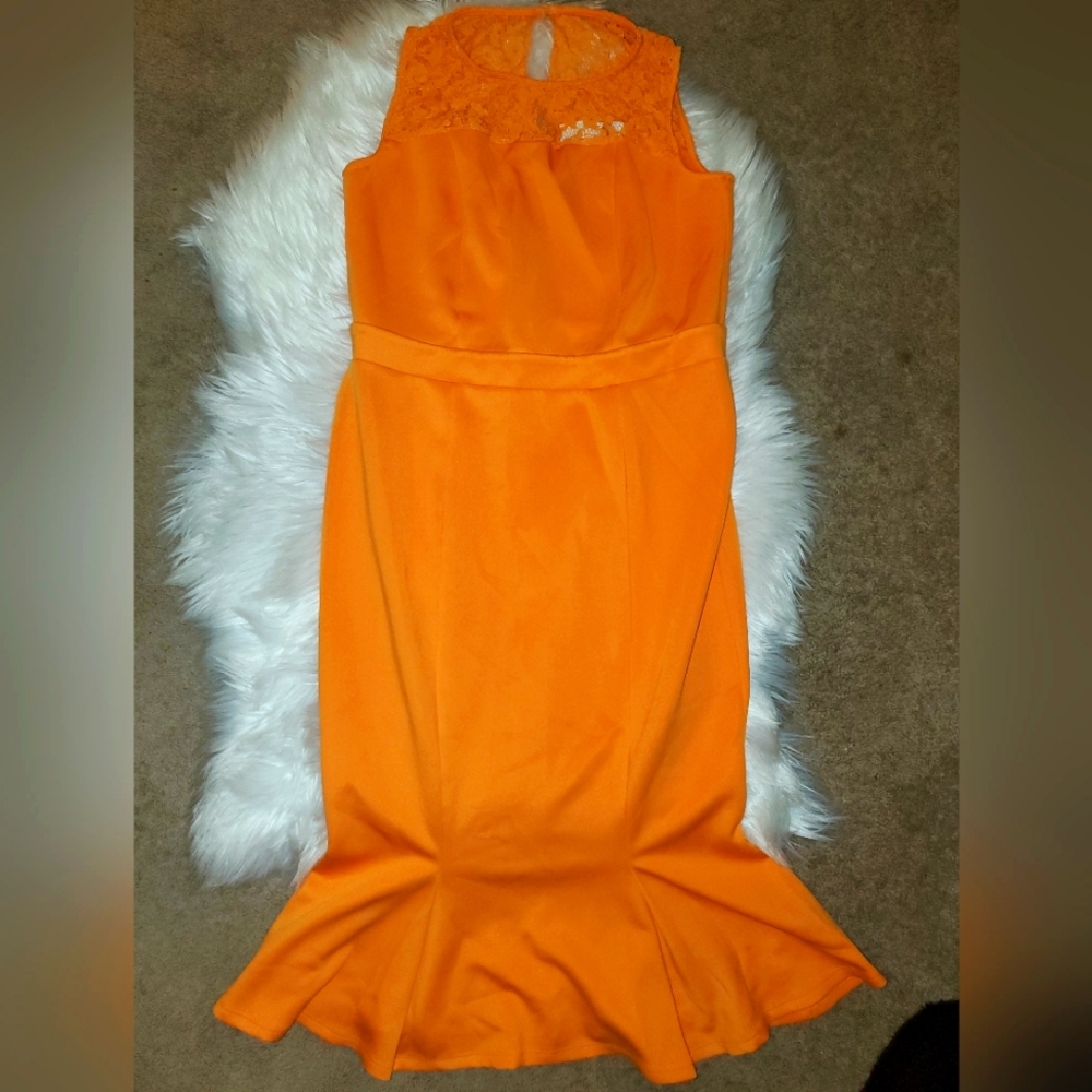 Orange mermaid maxi dress